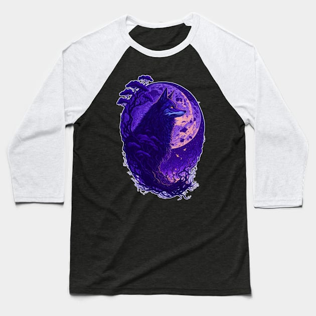 Night Wolf in full moon Baseball T-Shirt by sukhendu.12